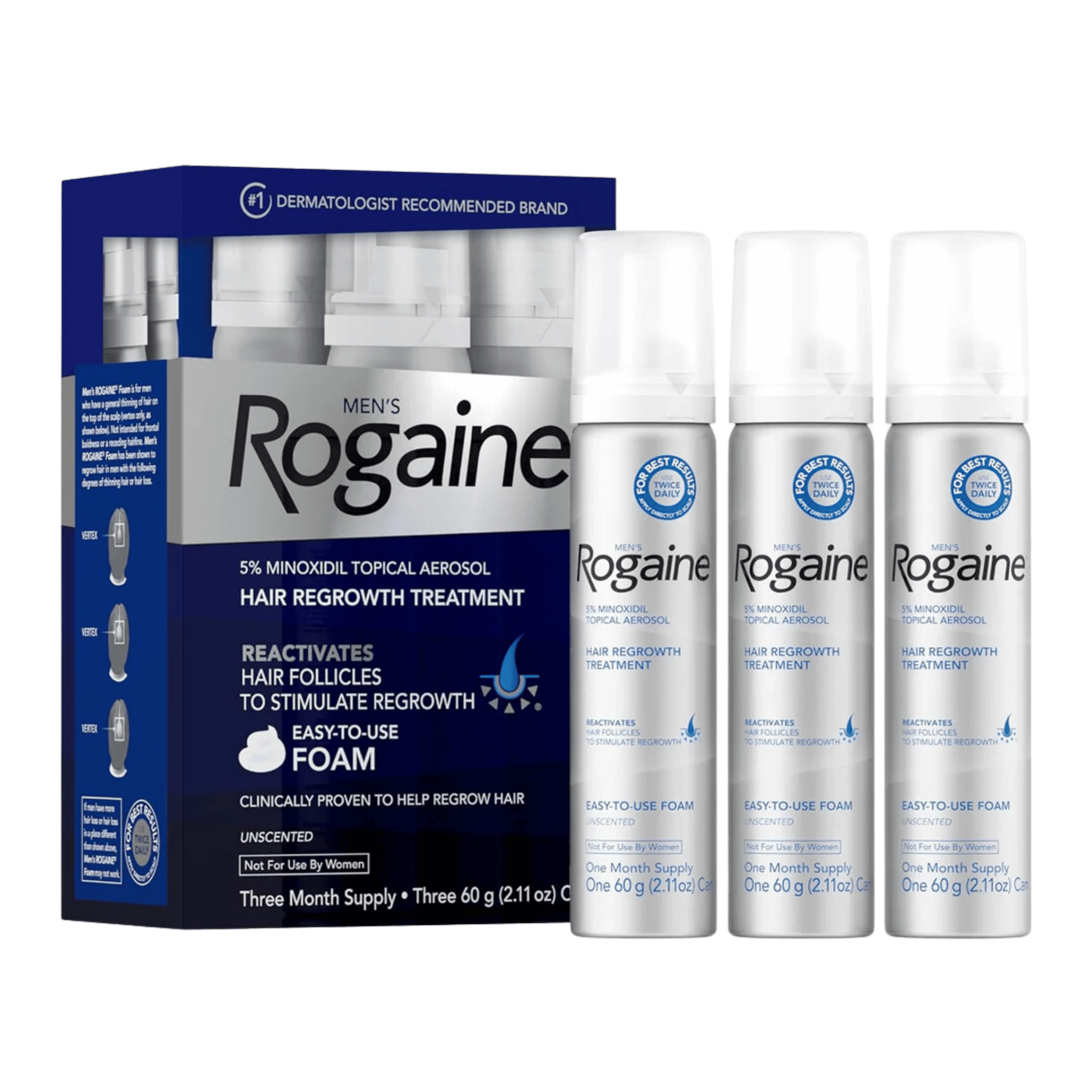 Rogaine Foam Men's Hair Regrowth Treatment 60g (3-Months Supply)