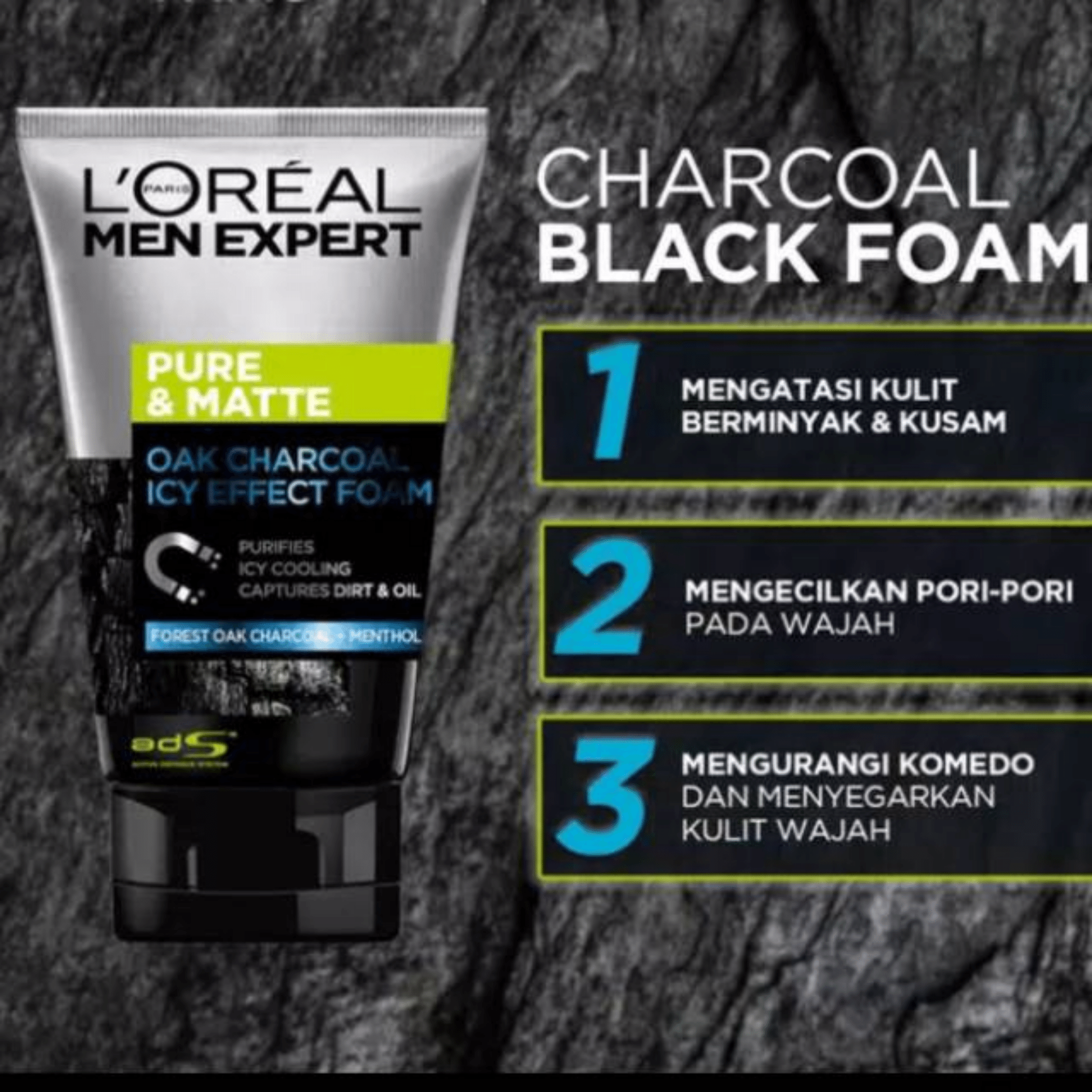 Men Expert Pure & Matte Icy Effect Charcoal Black Foam skinstash in Pakistan