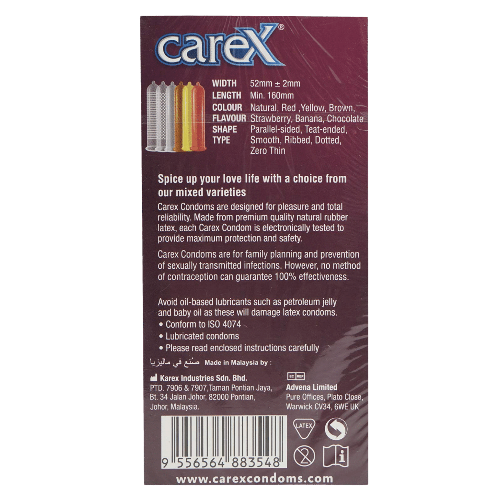 Carex Multi Pleasure Condoms (12 Condoms) for sale in Pakistan!