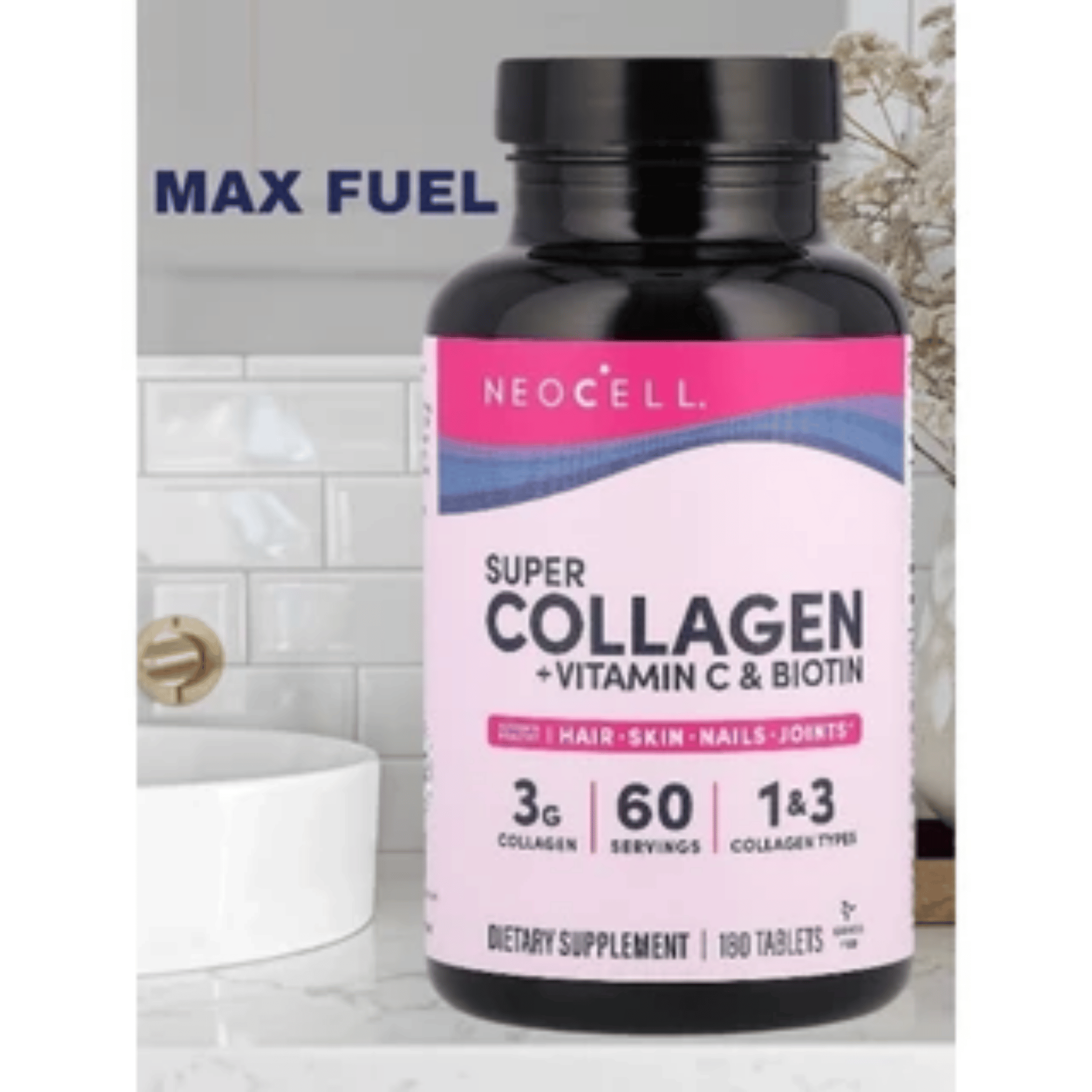 Collagen supplements for skin, hair, and nails, NeoCell, 180 tablets