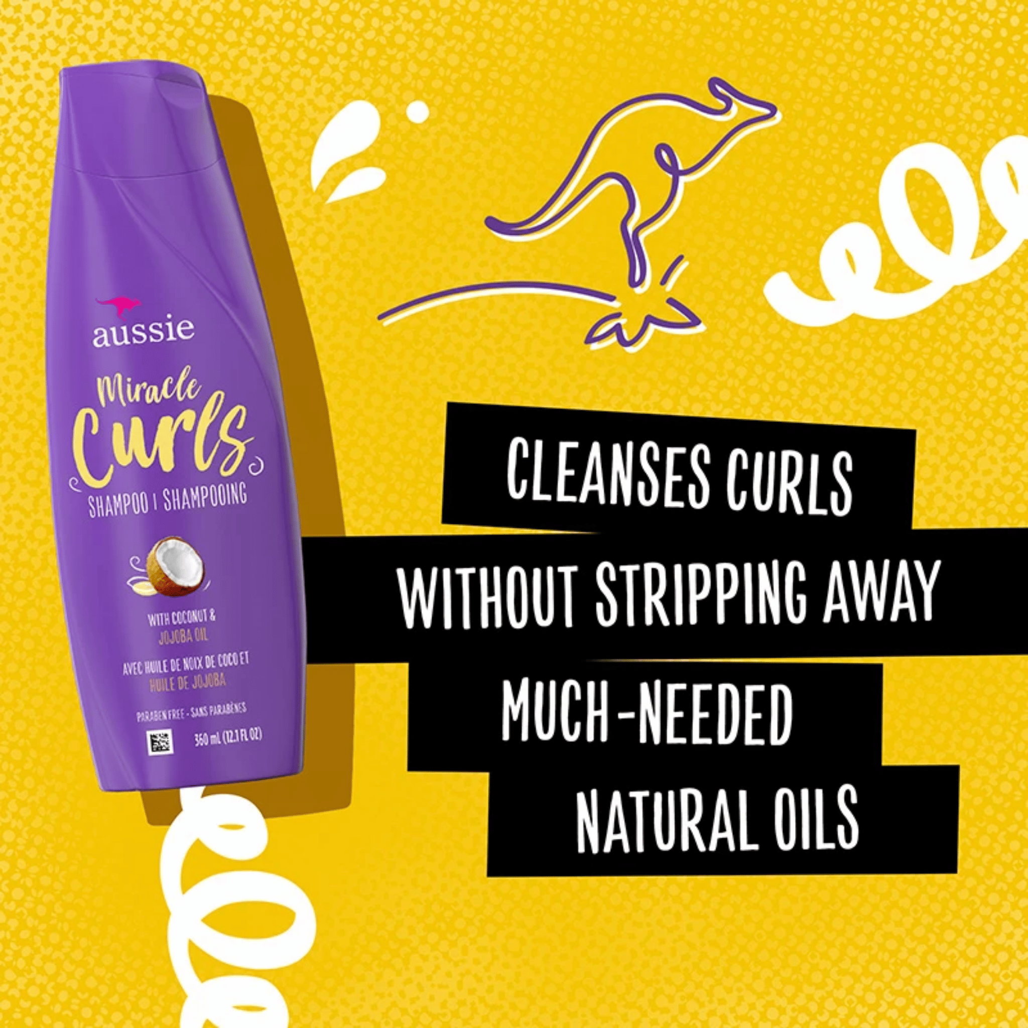 Aussie Miracle Curls Coconut & Jojoba Oil, Paraben Free Shampoo (360 ml)