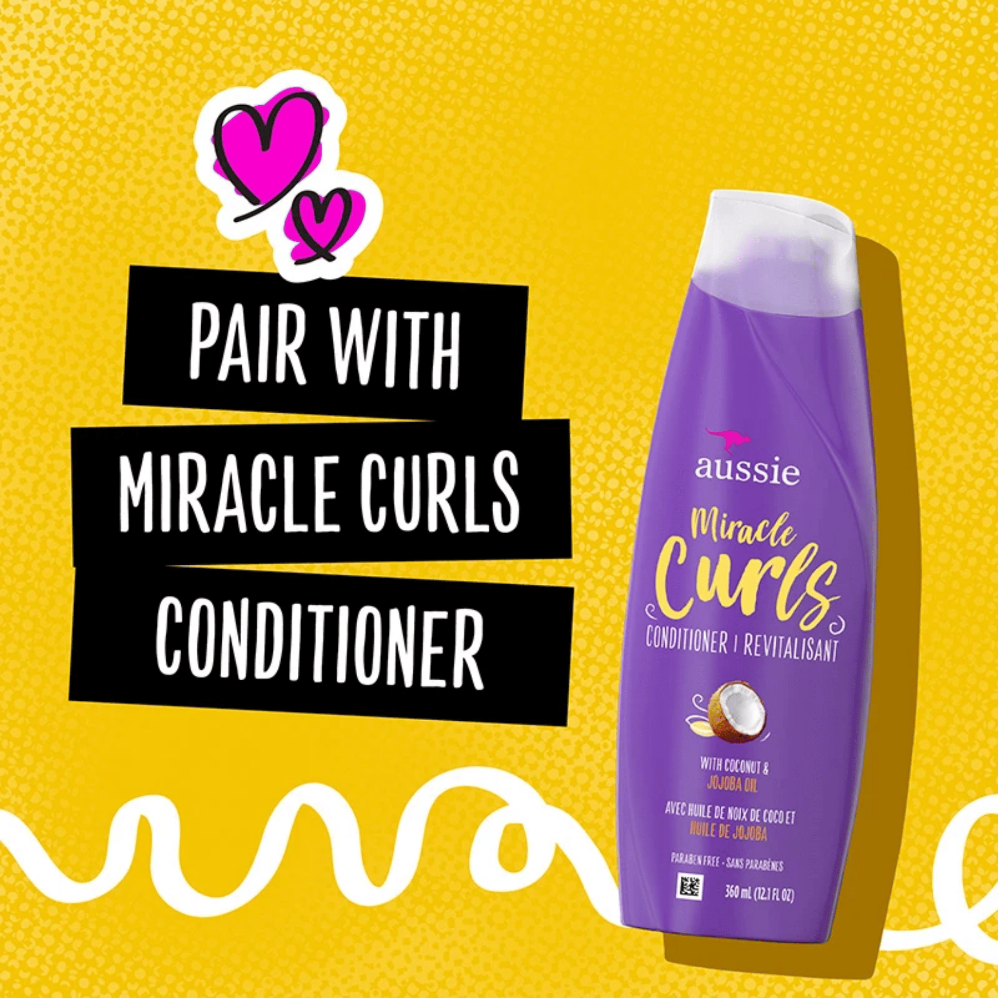 Aussie Miracle Curls Coconut & Jojoba Oil, Paraben Free Shampoo (360 ml)