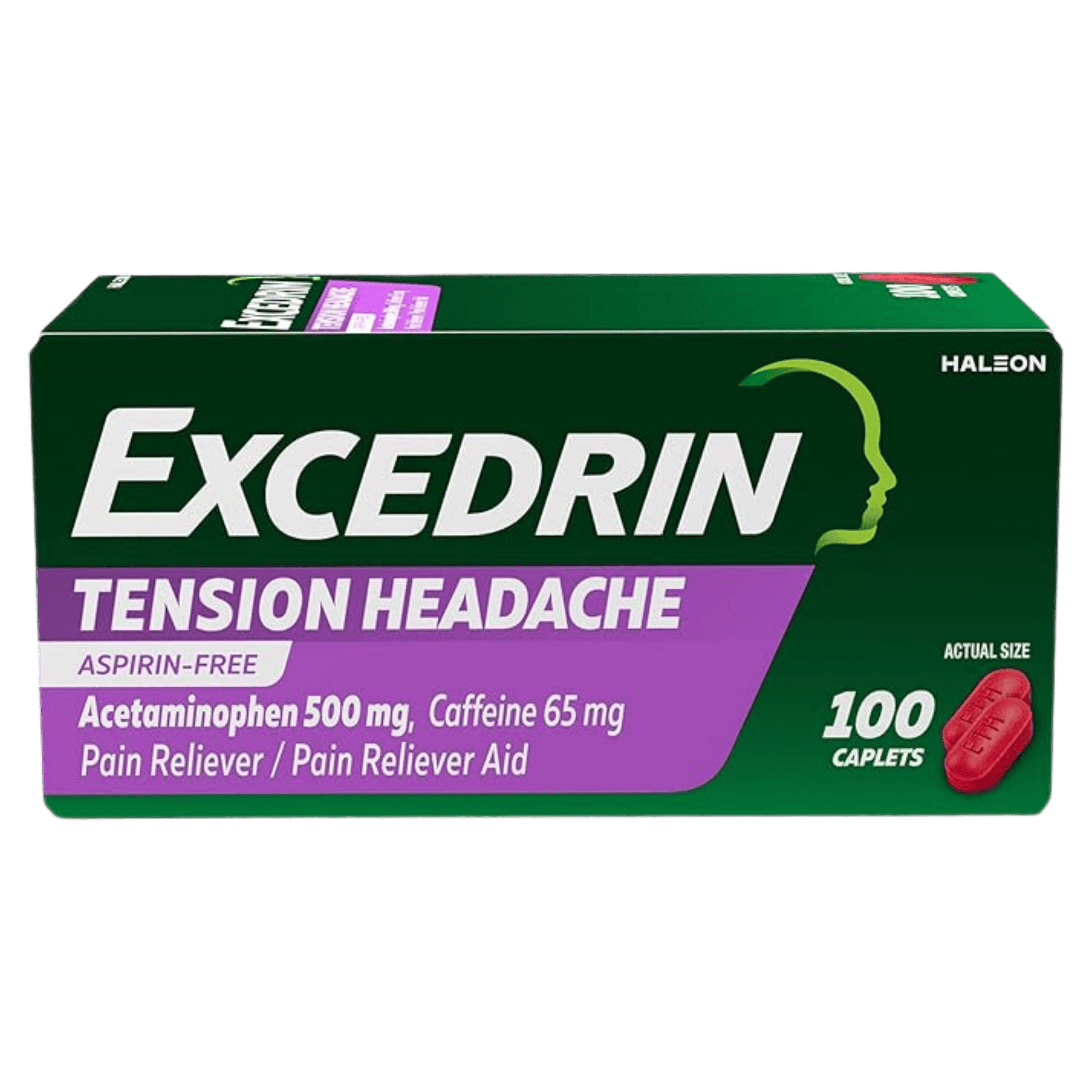 Excedrin Tension Headache Relief Caplets Without Aspirin (100 Caplets)