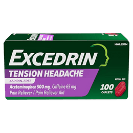 Excedrin Tension Headache Relief Caplets Without Aspirin (100 Caplets)
