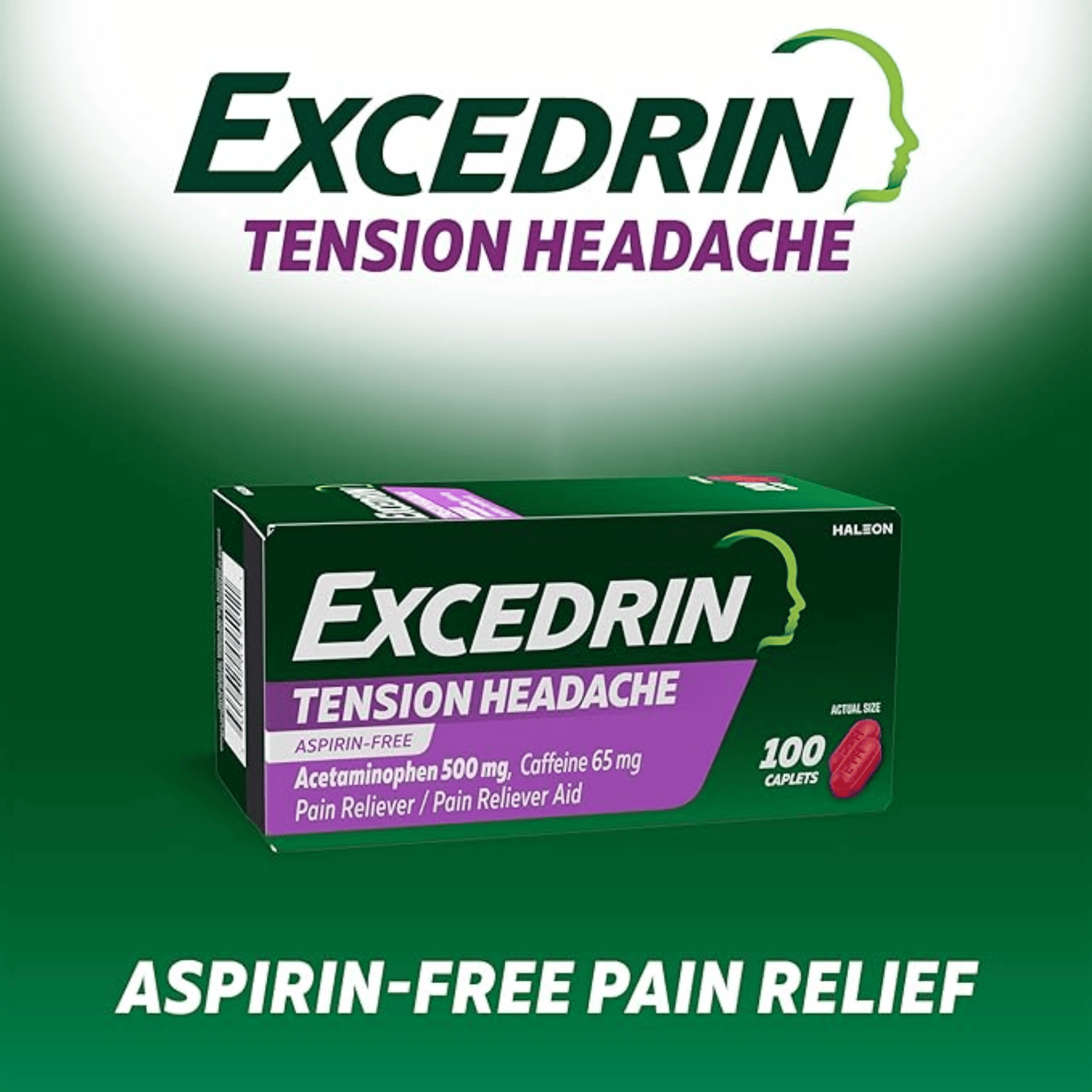 Excedrin Tension Headache Relief Caplets Without Aspirin (100 Caplets)